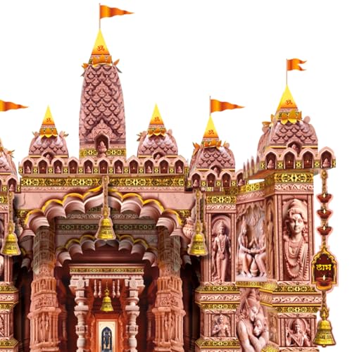 Image of Shree RAM MANDIR MAKHAR Decoration | Ganesh Jayanti | Ganesh Puja | Maghi Ganeshotsav | DIY Paper 3D Temple Decorations | for All Festivals | eco-Friendly |