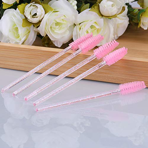G2Plus 100Pcs Crystal Eyelash Mascara Brushes Wands Applicator Makeup Kits, Mascara Wands Lash Spoolies For Eyelash Extensions And Eyebrow Brush(Crystal Pink) #TOP5
