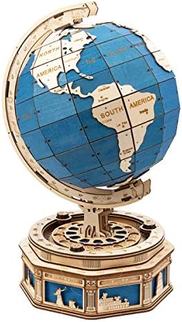 RoWood 3D Wooden Puzzles for Adults, DIY Brain Teaser Model Kits Desk Display Toy Gift on Children's Day/Father's Day- The Globe