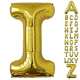 “40” Inch Large Gold Letter Balloons, Big Size Jumbo Helium Mylar Foil Party Balloons'I'for Birthday Party Decorations, Party Wedding Bachelorette Bridal Shower Decoration Holiday Balloon Decoration
