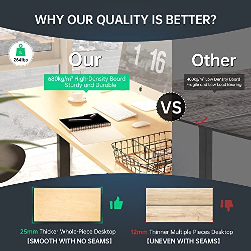 Alfa Furnishing Quick Install Standing Desk, 60 X 30 Inches Dual Motor Electric Stand Up Desk, Adjustable Height Sit Stand Desk With Whole-Piece Desktop, 4 Pre-Set Memory(Maple Top+White Frame) #TOP2