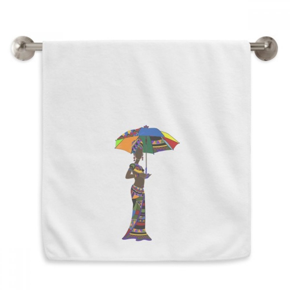 Serviette Africaine autochtone noire en coton blanc 33x74 cm pour le visage