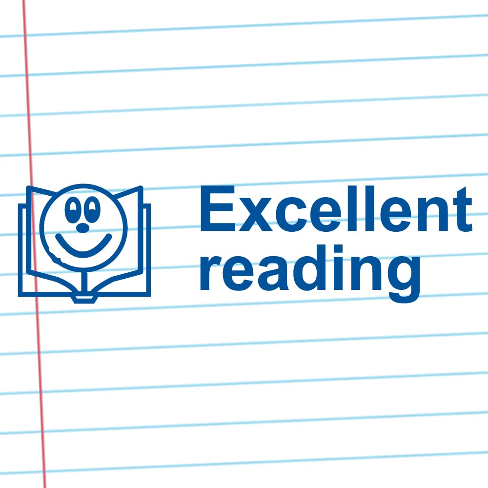 Classroom Capers Blue Excellent Reading Teacher Stamp. Self-Inking, 10X39mm Image, Stamper For Teacher Marking And Feedback. Ink. *