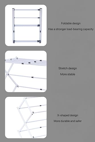 Miniatura 7 de Maomo Estante de secado de metal estándar fácil de instalar sin herramientas, diseño telescópico que ahorra espacio, 16.93-29.92 pulgadas de ancho,
