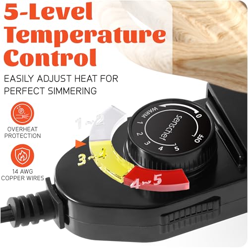 Image of TWIN Electric Hot Pot with Divider | PFAS-Free Ceramic Nonstick Pot | EvenHeat Cast Aluminum Body | 1500W Fast Heating | Dual-Flavor Shabu Shabu Pots | 1-Yr Warranty | Ceramic Apricot