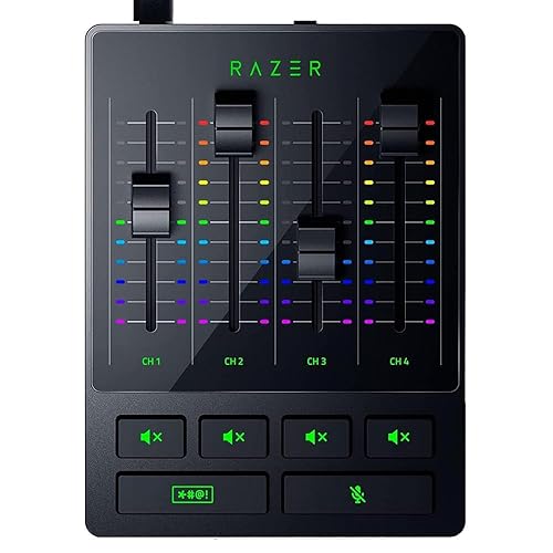 Razer Audio Mixer (Analog Audio Mixer, 4-channel Interface with Mute Buttons, XLR Input with Preamp, Plug and Play), Black, RZ19-03860100-R3M1