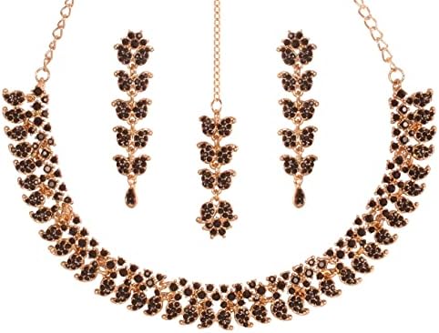 Touchstone Indian Bollywood Rhinestones Designer Bridal Jewelry Necklace Set For Women.