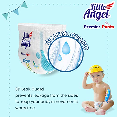 Image of Little Angel Premier Pants Baby Diapers, New Born (NB) Size, 112 Count, Wetness Indicator, up to 5 Kg (28 Count, Pack of 16)