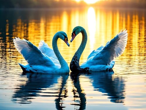 Peinture Diamant 5d Cygne au Coucher de Soleil | Kit Broderie Diamant Complet 150x100cm R-8760