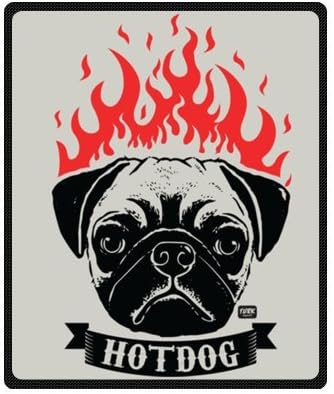 Fashion Style Pug On Fire Hot Dog 50" x 60" (Medium) Fleece Throw Plush Blanket
