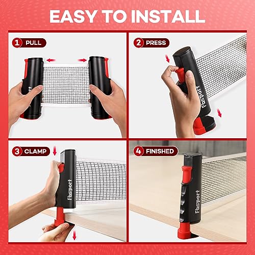 image for FBSPORT Ping Pong Paddle Set, Table Tennis Set with 4 Rackets and 8 Ba