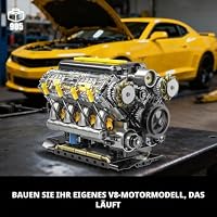Technik V8 Motor Bausatz Bausteine Klemmbausteine, Ideas Mini V8 Eigene Modellbausatz für Erwachsene, Kompatibel mit Lego Set, STEM Spielzeug Geschenk für Auto Fans und Jungen ab 14 Jahren (905 Teile) – Ansicht 5