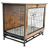 Dog Crate Wooden Dog Crates,Dog Crate Furniture for Small Dogs, Decorative Wooden Dog Kennel Cage House Indoor with Tray Cushion Foldable Top, End Side Table,Small,25″ L,Rustic Brown
