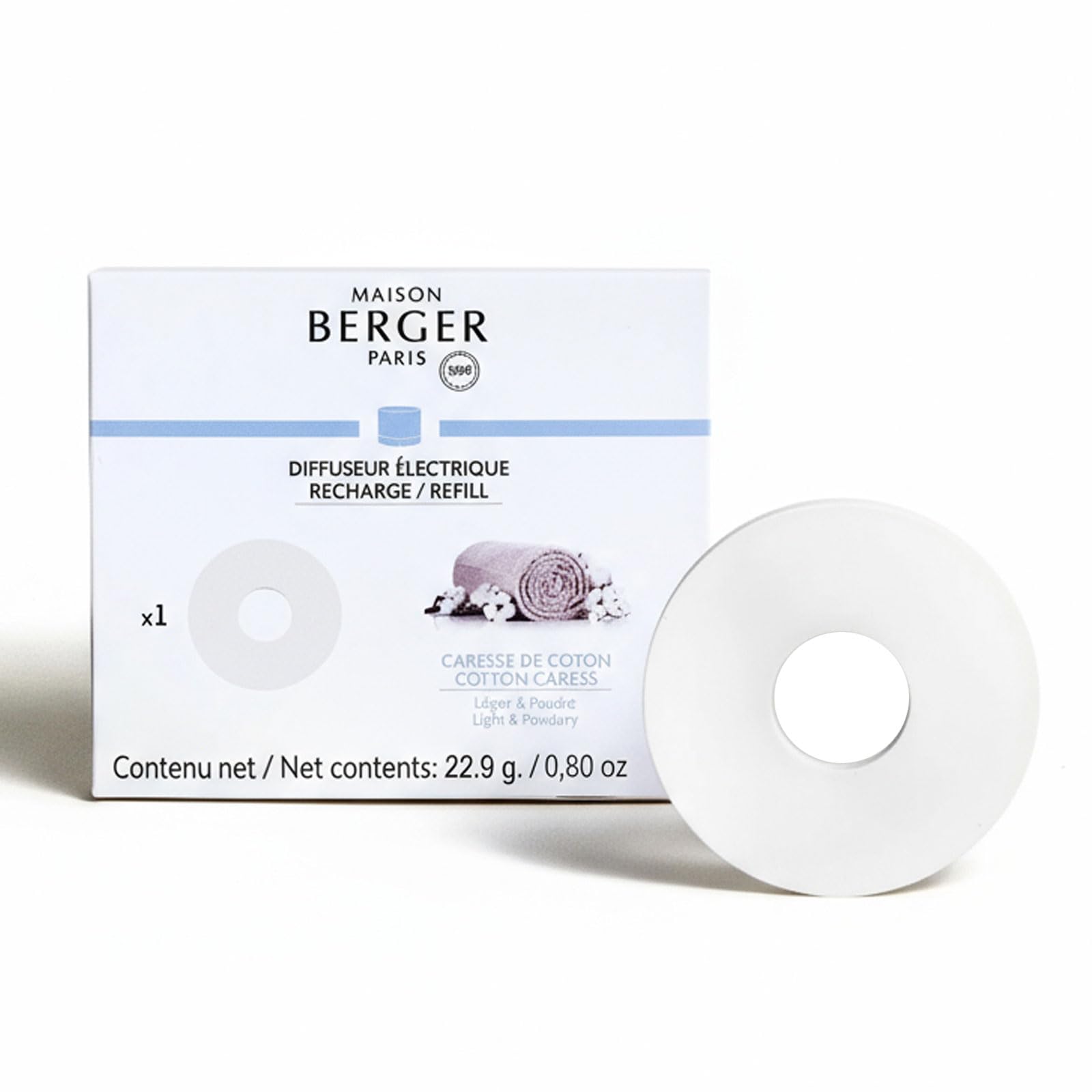 Maison Berger Cotton Caress Nomad Electric Diffuser Refill – Long-Lasting Ceramic Insert, 6 To 8 Weeks Continuous Scent, Leak-Free, Easy Replacement, Indoor Home Fragrance