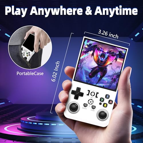 Image of R36MAX Retro Gaming Console, Retro Handheld Games Console with 64GB TF Card, Portable Hand Held Open Source Linux System, 4.0 inch IPS HD Screen Video Game Consoles, 4000mAh Battery (Light White)