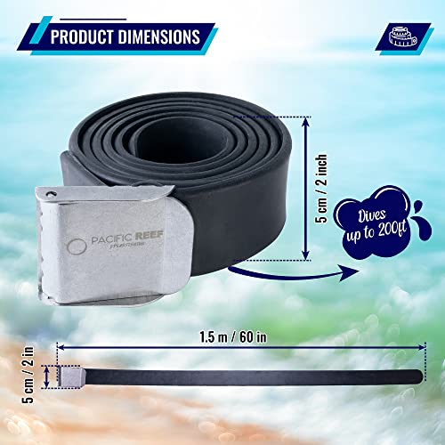 Pacificreef ® Rubber And Nylon Freediving Scuba Diving Weight Belt – W/Quick Release Metal And Plastic Buckle For Snorkeling Free Dive Spearfishing Elastic Belt Buckle (Rubber Belt W/Metal Buckle) #TOP4