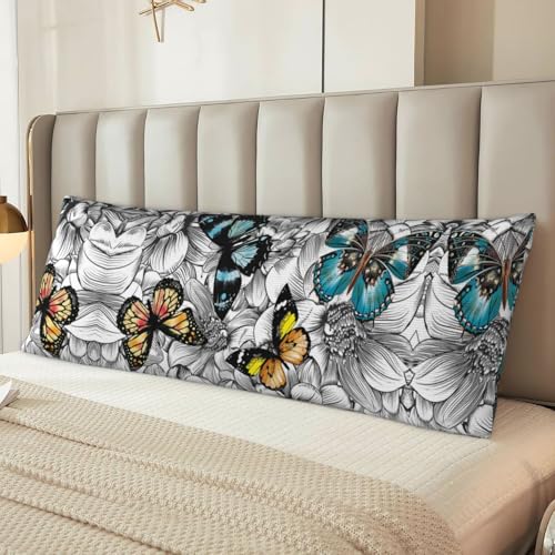 Taie d'oreiller papillons violet protège traversin long 50x152 cm - 7
