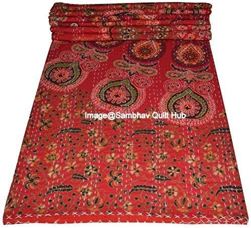 Indian Mix Vintage Kantha Quilt Traditional Mandala Print Kantha Quilt Bedspreads Throw Blanket Tapestry Handmade Quilting Kantha Quilt (Twin Size)