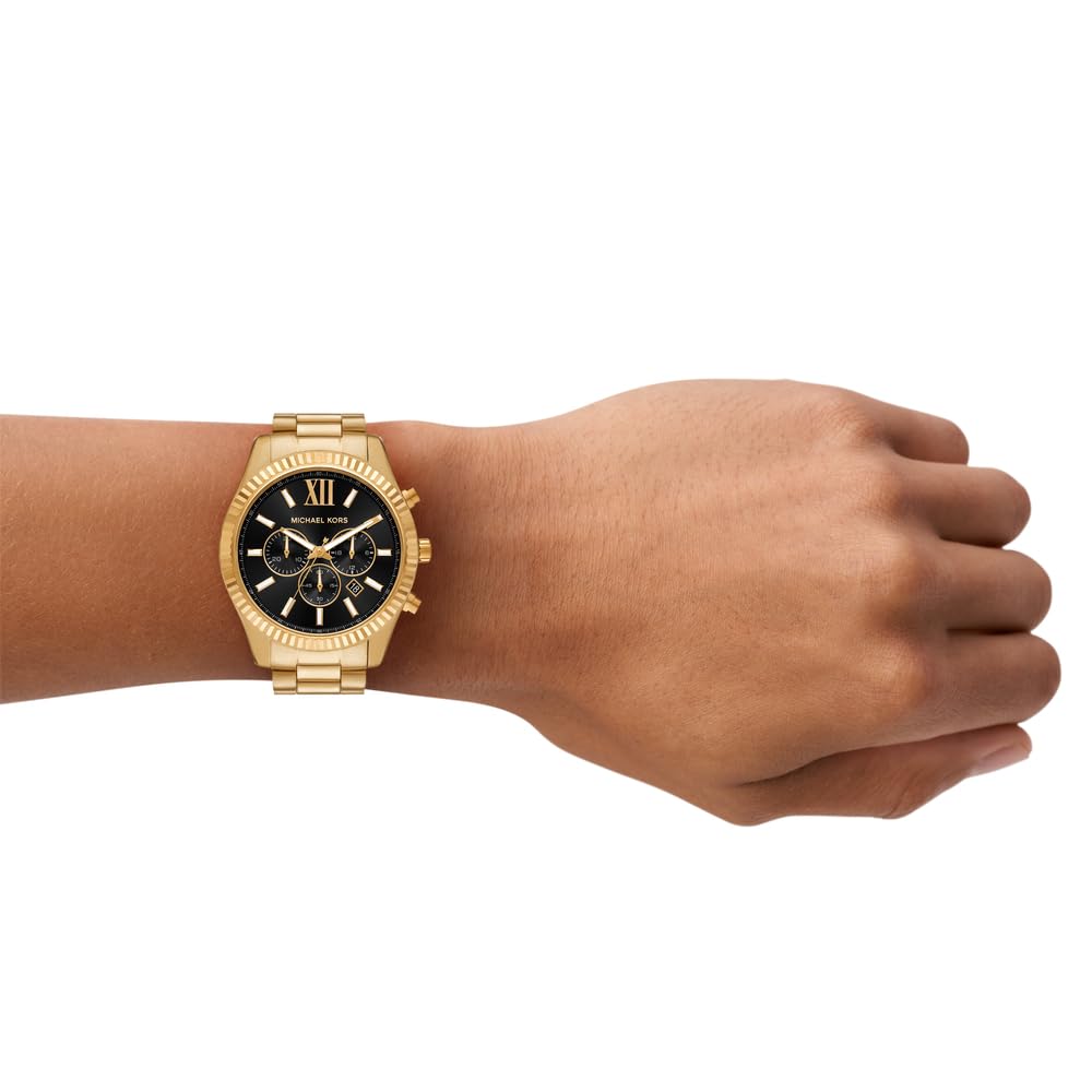 Michael Kors Lexington Herren 44MM Goldfarbene Edelstahluhr, MK9245SET