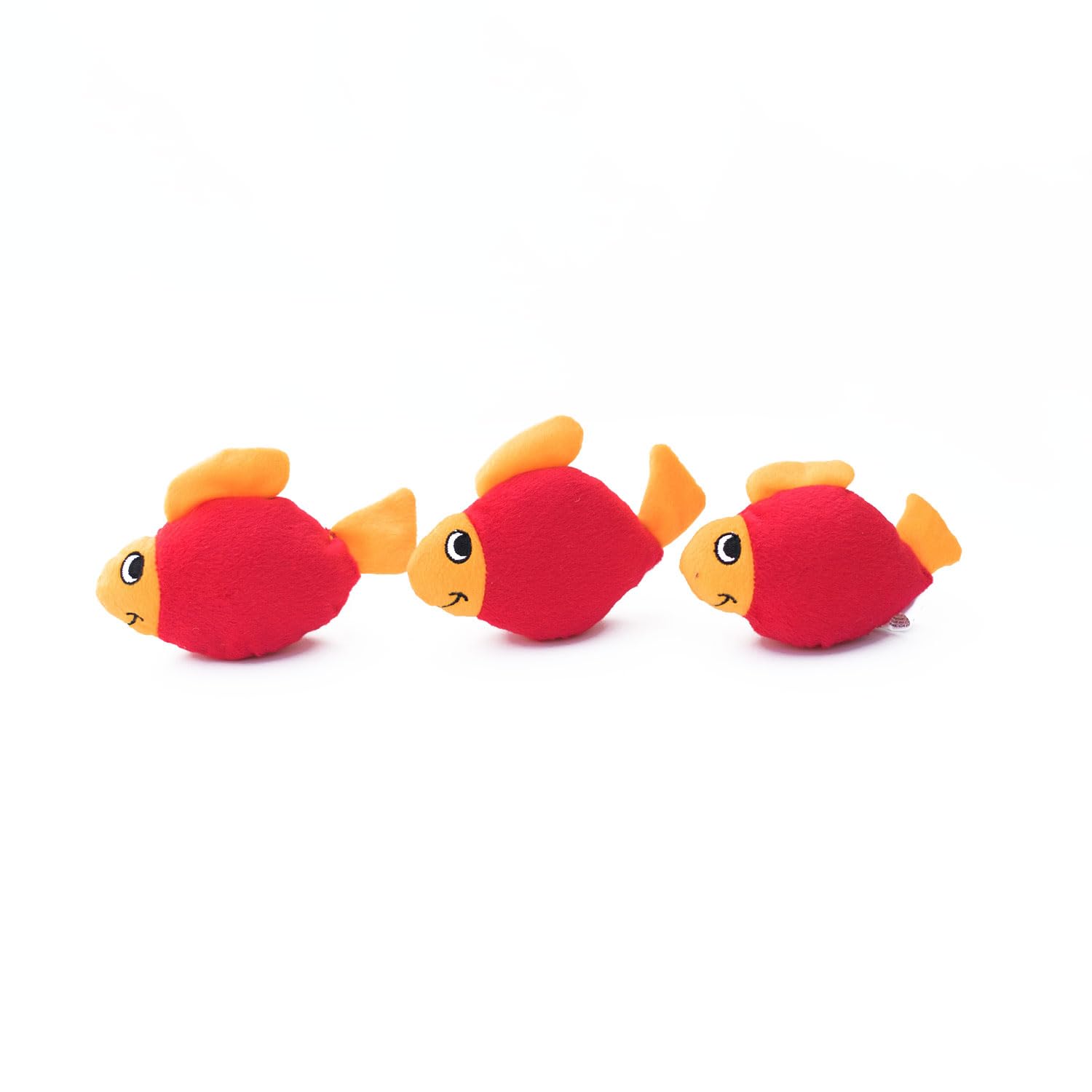 ZippyPaws - Sea Buddies Burrow, interaktywna piszcząca pluszowa zabawka dla psa w chowanego - Fish Miniz, 3 szt