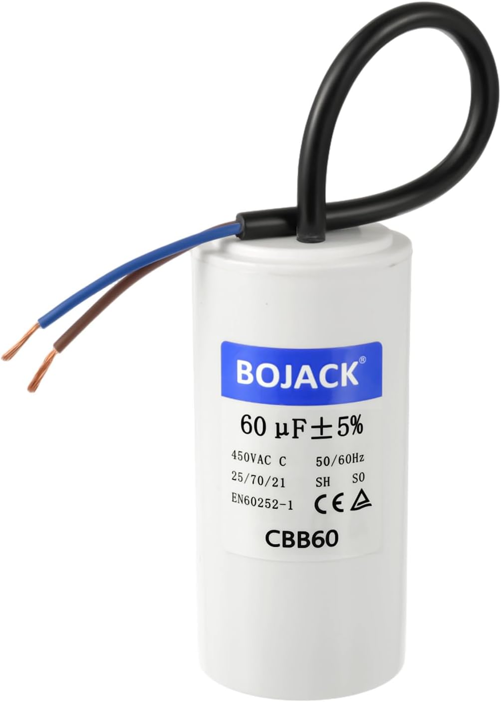 - CBB60 Run Capacitor 60 uF 450V AC 60 MFD 2 Wire 50/60Hz Cylinder Motor Run Capacitor for Motor Blower air Compressor and air Conditioner Compressor Replacement Part