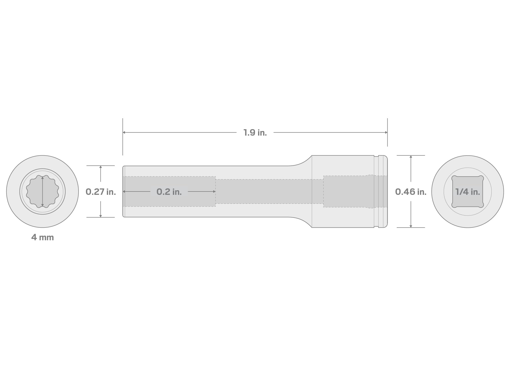 TEKTON Gniazda do napędu ręcznego | SHD03302, 12-punktowe, 4 mm