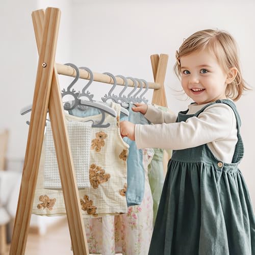 Kids Hangers 30PCS, 11"-14" Extendable and Stackable Baby Hangers, 45g Ultra-Thick Space Saving Non-Slip Plastic Hanger for Infant, Toddler and Nursery Closet - White by PIGLOG - Image 8