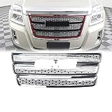 YOUNGERCAR Chrome Grill Overlay for 2010 2011 2012 2013 2014 2015 GMC Terrain SLE/SLT Exterior Front Bumper Hood Grille Covers 3pcs