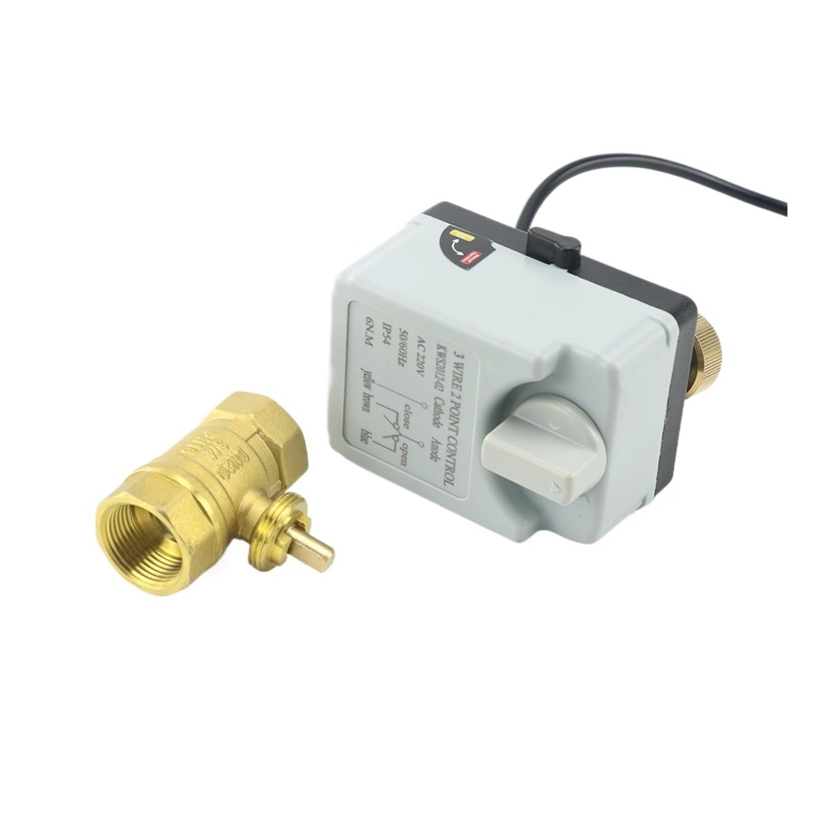Válvula de bola de 2 vías Válvula de bola motorizada de latón de 2 vías, 1/2", 3/4" y 1", 220 V CA, con actuador eléctrico de 3 cables y dos controles, DN15, DN20, DN25 y DN32, con interruptor manual.