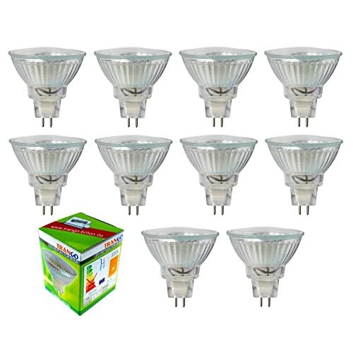 Trango LED Leuchtmittel mit MR16 Fassung XTGMR16030 zum Austausch von herkömmlichen Halogen Leuchtmittel MR16 I GU5.3 I G4 12 Volt 3000K warmweiß Glühlampe, Reflektor Lampe, LED Birnen (10er Pack)