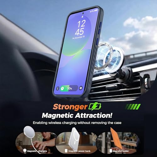 Image of KARWAN Slim Shockproof Back Case Cover Compatible with Samsung Galaxy A36,Dual Layer Armor Protection with Matt Finish, Heavy Duty Cover with Magnetic MagEase Wireless Charging (Blue)