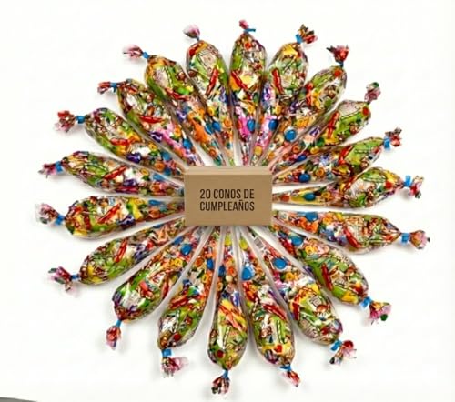 20 Bolsas Chuches Cumpleaños Gominolas Infantiles Chucherías Surtidas Sin Gluten Detalles Fiesta Niños Regalo Piñata Escolar Conos Coloridos Sorpresa Animada Alegría Dulces Originales Eventos