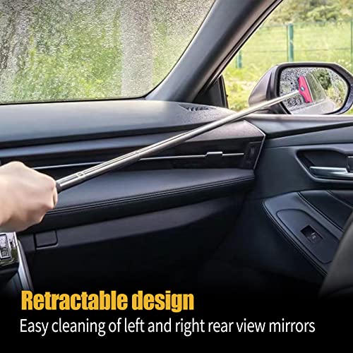 Jeseny Pack-2 Rearview Mirror Wiper, Telescopic Auto Squeegee Cleaner, 98cm/38.6inch Long Handle Car Cleaning Tool, Glass Mist Cleaner (Car Pink) - Thumbnail 4