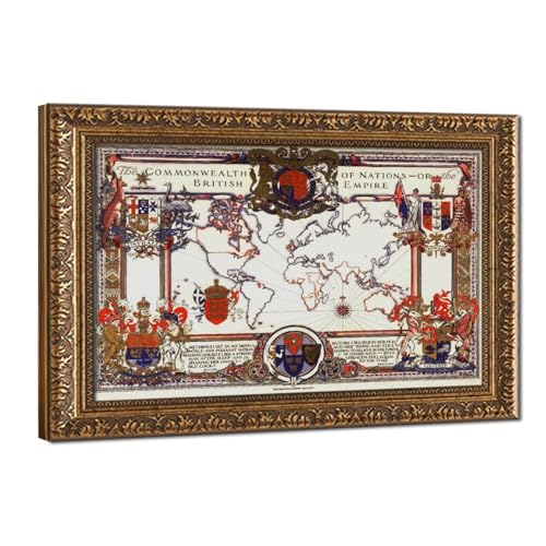 Carte du Commonwealth 1937 imprimée sur toile premium avec cadre suspendu d'art
