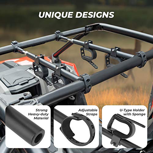 Utv Overhead Gun Holder, Kemimoto Roof Gun Carrier Bow Rack 21In-28In Roll Bars Depth(Front To Back) Compatible With Polaris Ranger Kawasaki Mule #TOP3