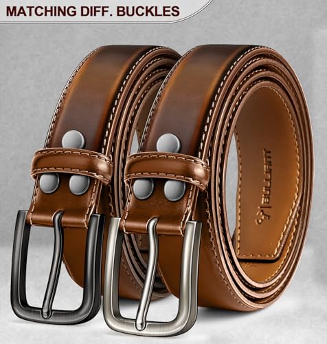 BULLIANT Leather Belts Strap 1 1/2" with Snaps No buckle for Men Belt Replacement4