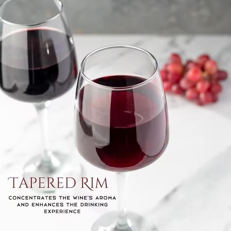 Image of PrimeWorld Wine Glasses Set of 6 - 200ml | Crystal Clear Elegant Stemmed Glassware for Red & White Wine | Perfect for Parties, Dining & Home Use