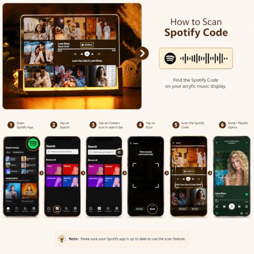 Image of Custom Photo LED Night Lamp with Song Name and scannable song Code - Personalized Plaque, Couple Collage Picture Frame Light