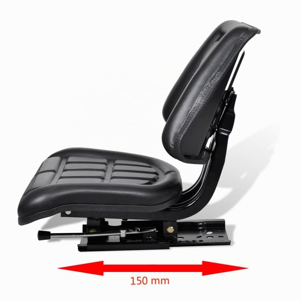 vidaXL Asiento de tractor con respaldo negro
