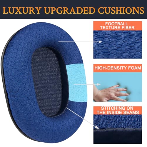 Image of SOULWIT Earpads Replacement for Audio Technica ATH M50X M50XBT M50RD M40X M30X M20X MSR7 SX1 Monitor Headphones, Ear Pads Cushions with Durable Mesh Fabric, High-Density Foam - Blue