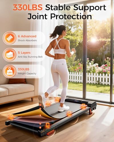 Image of Walking Pad Treadmill, BestGod Under Desk Treadmill 330lbs Capacity, Vibration Walking Pad with Incline, Portable Treadmills for Home, Compact Treadmills Walk Pad, Running Machine with Remote Control