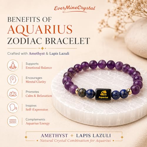 Image of Zodiac Crystal Bracelet with Raw Selenite Plate for Men & Women | Aries, Taurus, Gemini, Cancer, Leo, Virgo, Libra, Scorpio, Sagittarius, Capricorn, Aquarius & Pisces Rashi Bracelet | Astrology Healing Crystal Gift