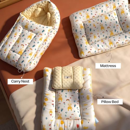 Image of StarAndDaisy 3 in 1 Baby Sleeping Bag /Baby Bedding Set for new Born, Baby Bed for New Born /Foldable & Washable Cotton Design /Comfortable Sleeping Bag for Baby 0-12 Months (Giraffe Print)