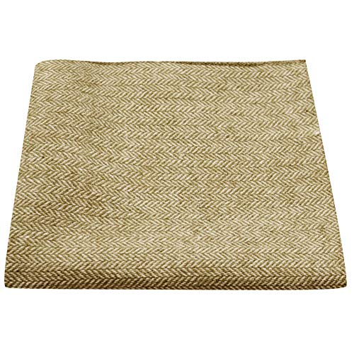 King & Priory Golden Yellow Herringbone Pocket Square, Handkerchief