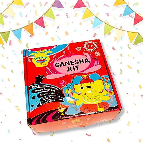 Image of Lattooland DIY Ganesha Kit | Make ecofriendly Clay Dough Ganpati, Rangoli, Toran Making Activity, Stamping Activity | Toy Gift for Kids Boys Girls 3 4 5 6