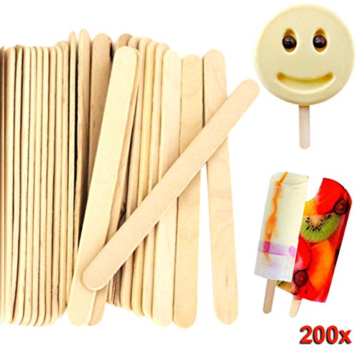 New 200pcs Wooden Ice Cream Sticks Treat Sticks Freezer Pop Sticks