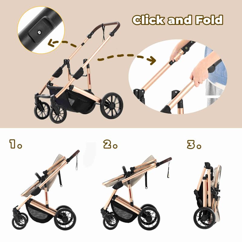 Miniatura 3 de Cochecito de bebé para recién nacidos y más 2 en 1 con modo moisés  Cochecito convertible para bebés recién nacidos  Cochecitos plegables estándar