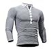Produktbild DAY.LIN T Shirts Männer Herren Männer Frühling Herbst Baumwolle T-shirt Männer Einfarbig T-shirt Langarm Top Herren Einfarbig Casual Top (Grau, L=EUS)