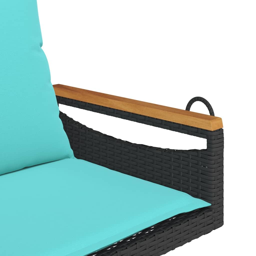 Banco Columpio con Cojines ratán sintético 63x62x40 cm Negro | para Terraza, Patio, Porche o Balcón | Diseño Decorativo| Mueble Exterior Duradero