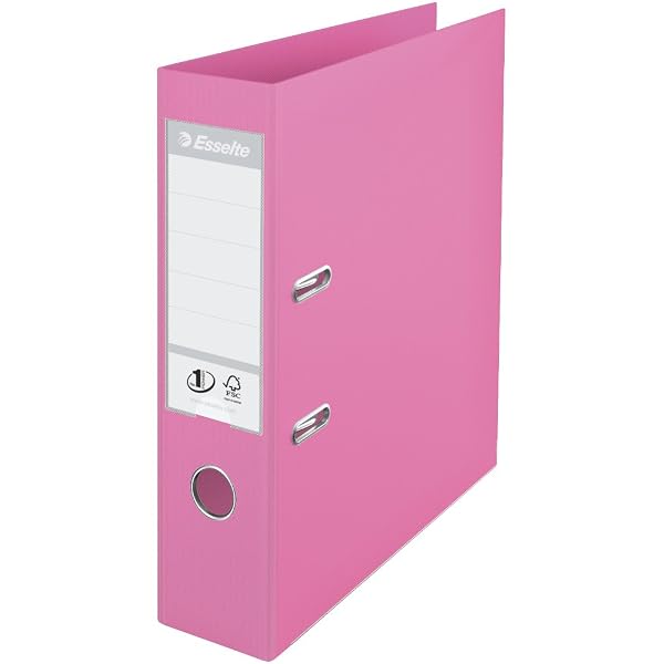 Esselte Raccoglitore a Leva Formato A4, Rosa Acceso, in Plastica con Dorso da 7,5 cm, 1 Pezzo